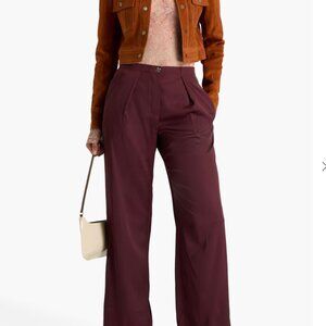 Wine Red Pleated Satin Trousers